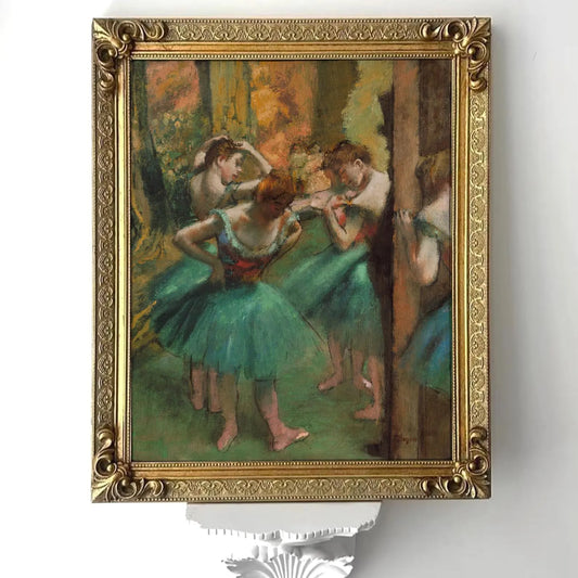 Dancers in Pink and Green Framed Giclée Art Print