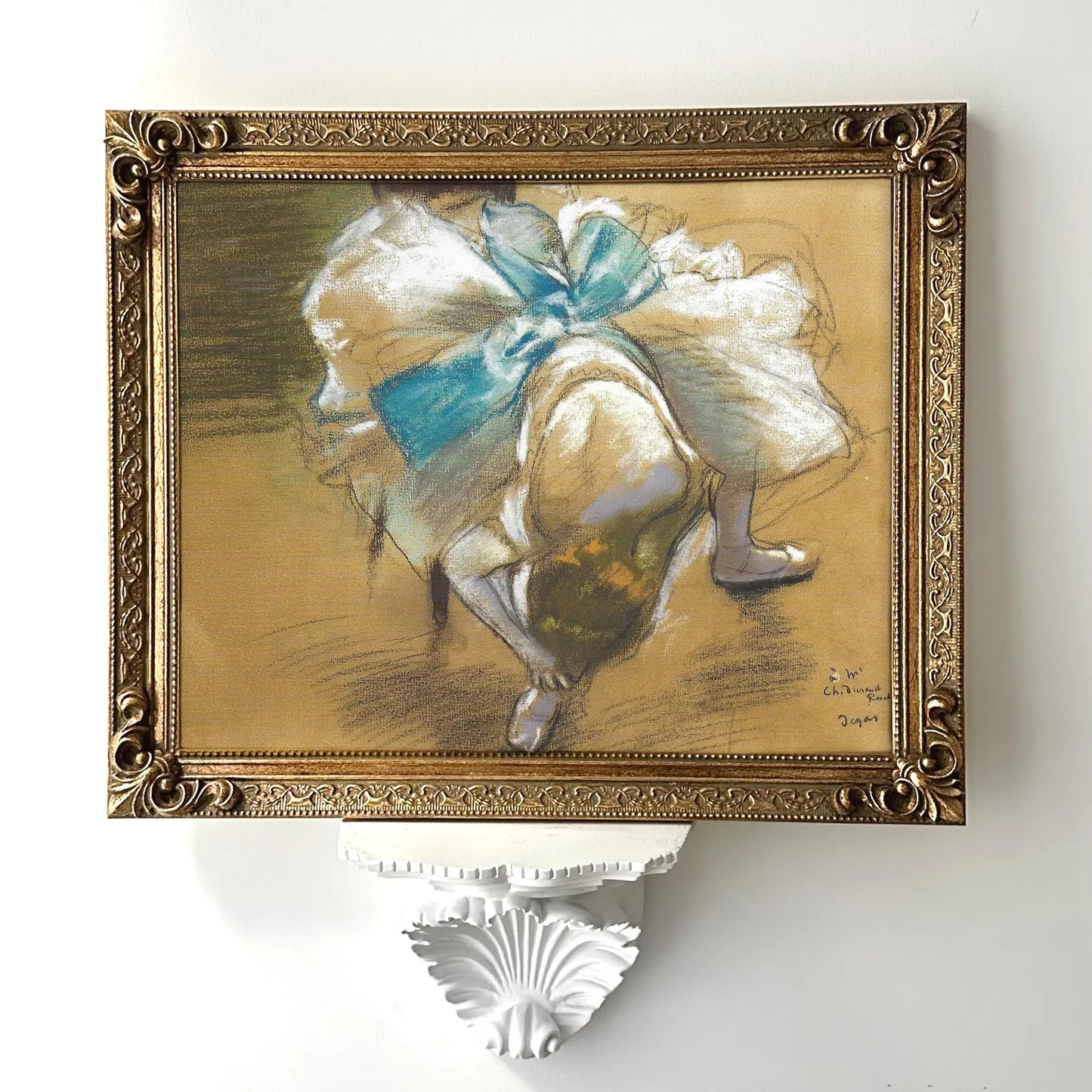 Dancer Tying Her Slipper Framed Giclée Art Print