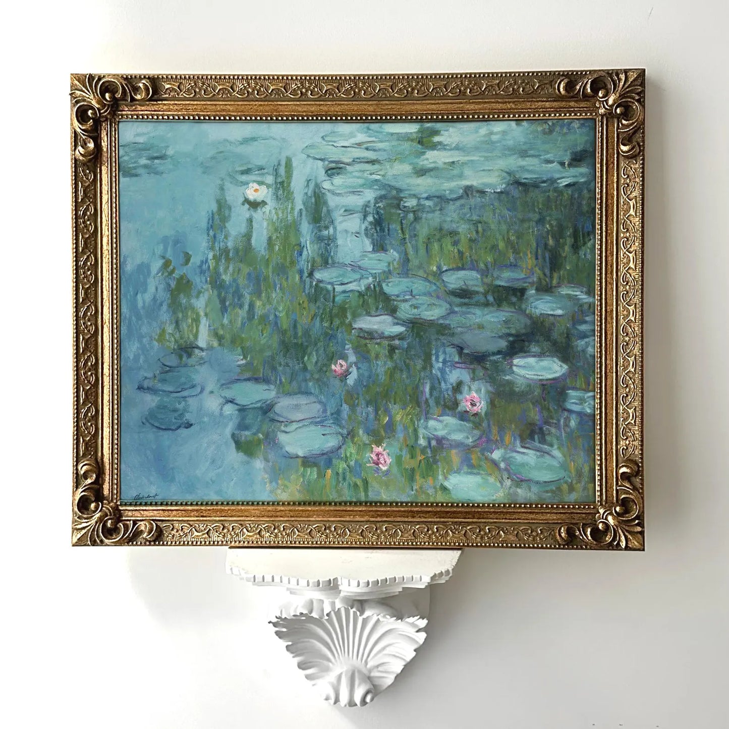 Turquoise Water Lilies Framed Giclée Art Print