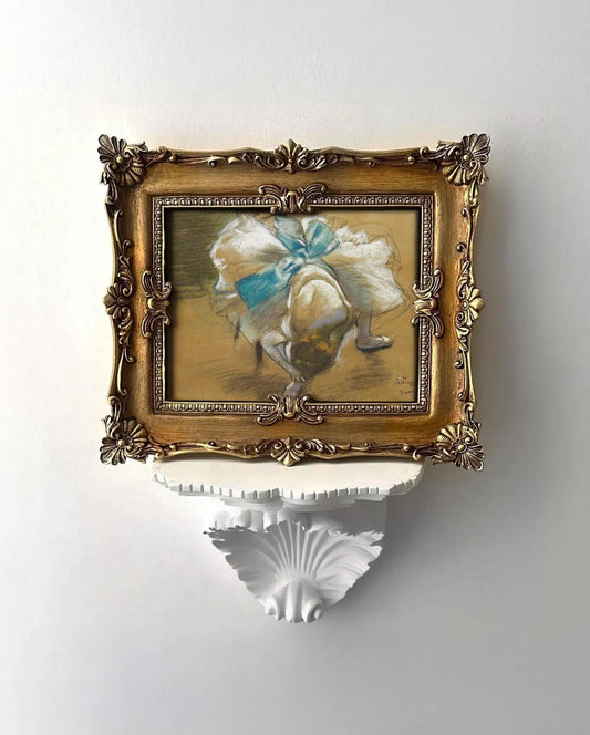 Dancer Tying Her Slipper Framed Giclée Art Print