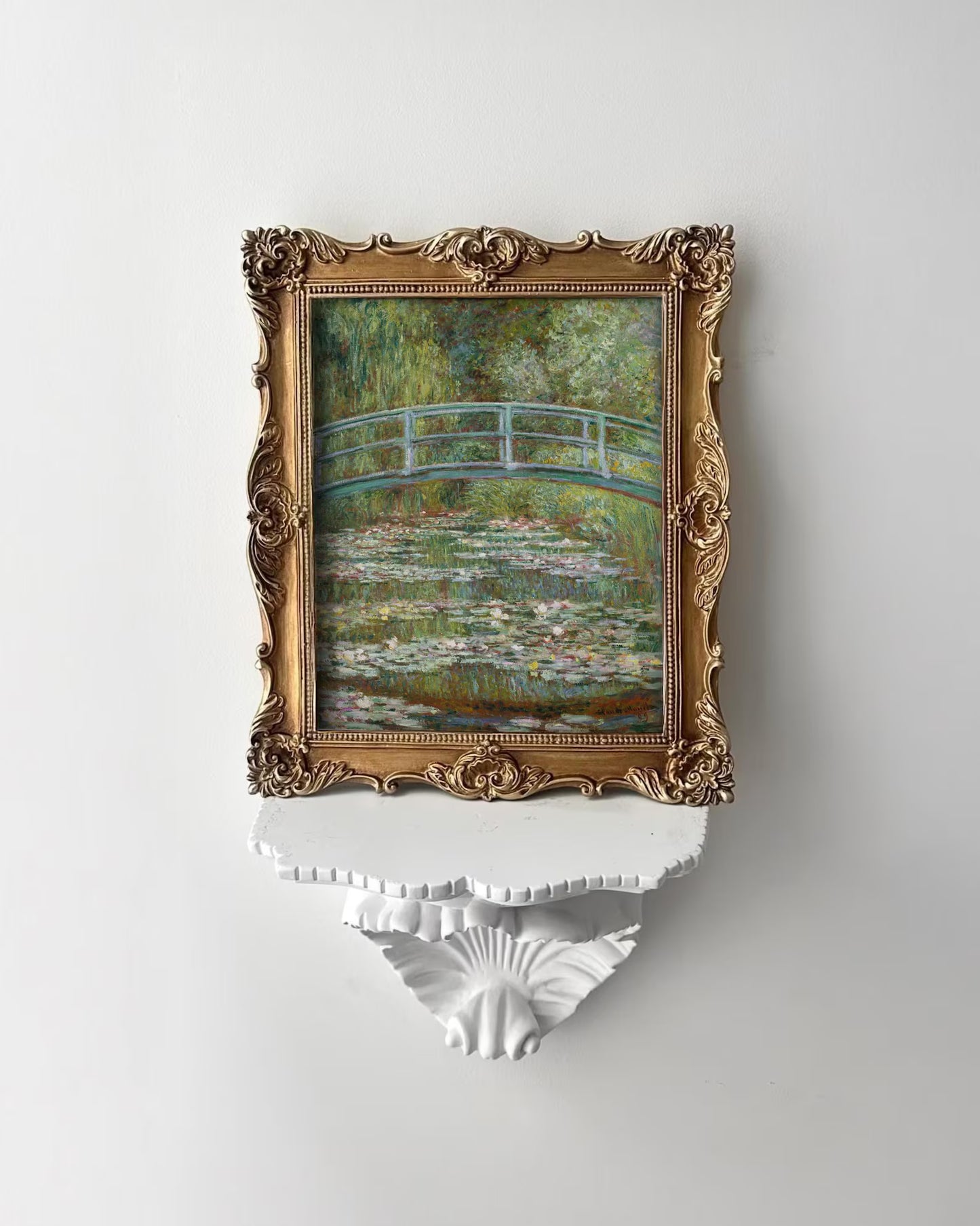 Bridge Over Water Lilies Pond Framed Giclée Art Print