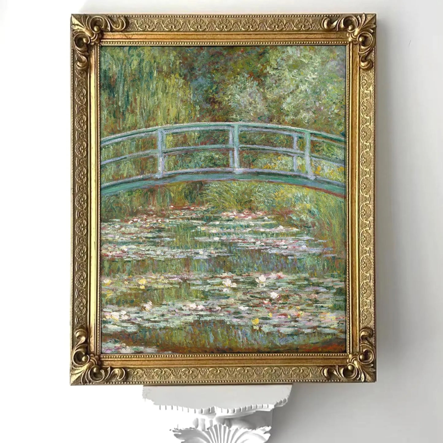 Bridge Over Water Lilies Pond Framed Giclée Art Print